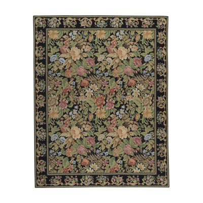 Hand-Knotted High-Quality Black and Brown Area Rug