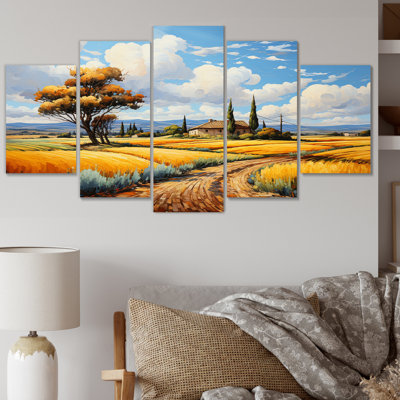The Wheat Field With Cypresses By Vincent II - Landscapes Canvas Print - 5 Panels -  August Grove®, BEC8210014AF4FDEABD8C7771D6A3C83