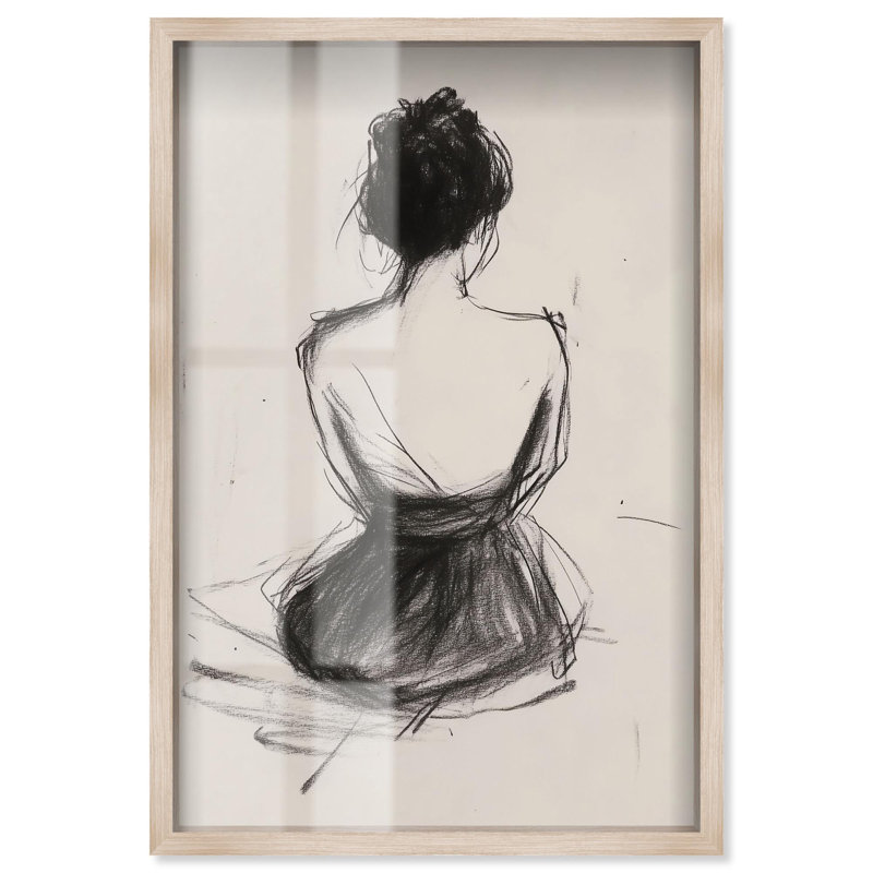«Back View II Shadowbox Print», art mural minimaliste par Art Remedy, cadre blond, 25 x 37, H 37 po x l 25 po, Cadre blond