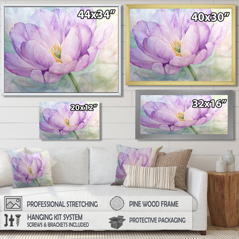 Fleur d'été de tulipe mauve II, H 12 po x l 20 po, Toile tendue, Ne s’applique pas