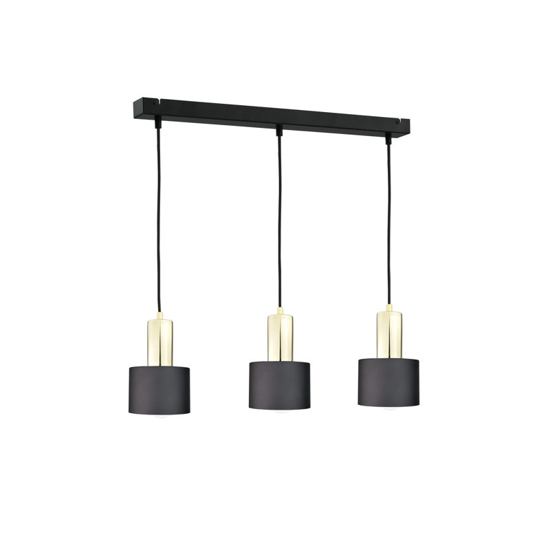 3 - Light Kitchen Island Pendant, Black/Gold