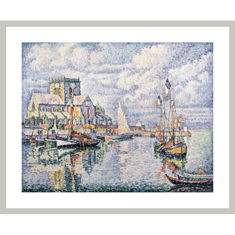 Le Port de Barfleur par Paul Signac - Estampe numérique encadrée, H 33,5 po x l 40,73 po