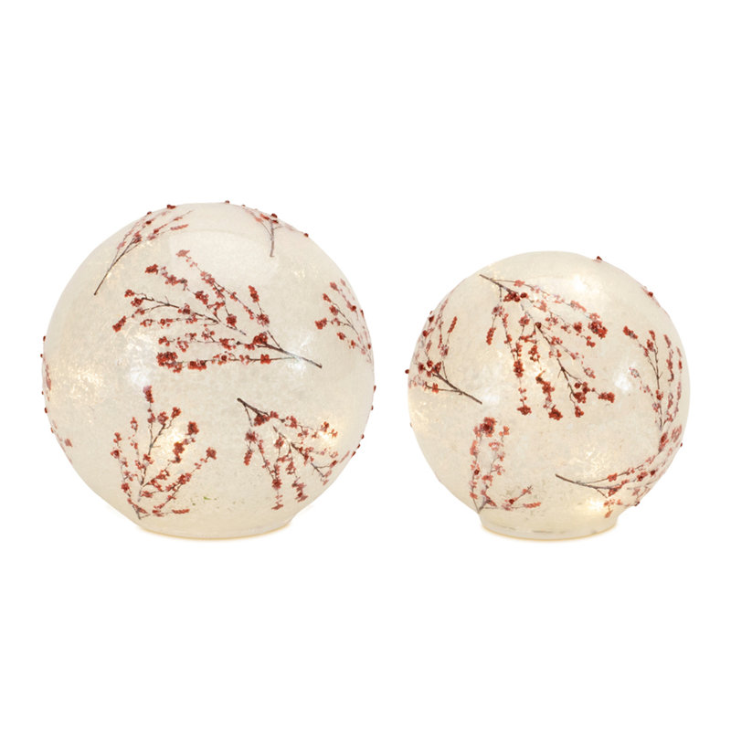 Ensemble de 2 globes DEL à baies givrées à DEL