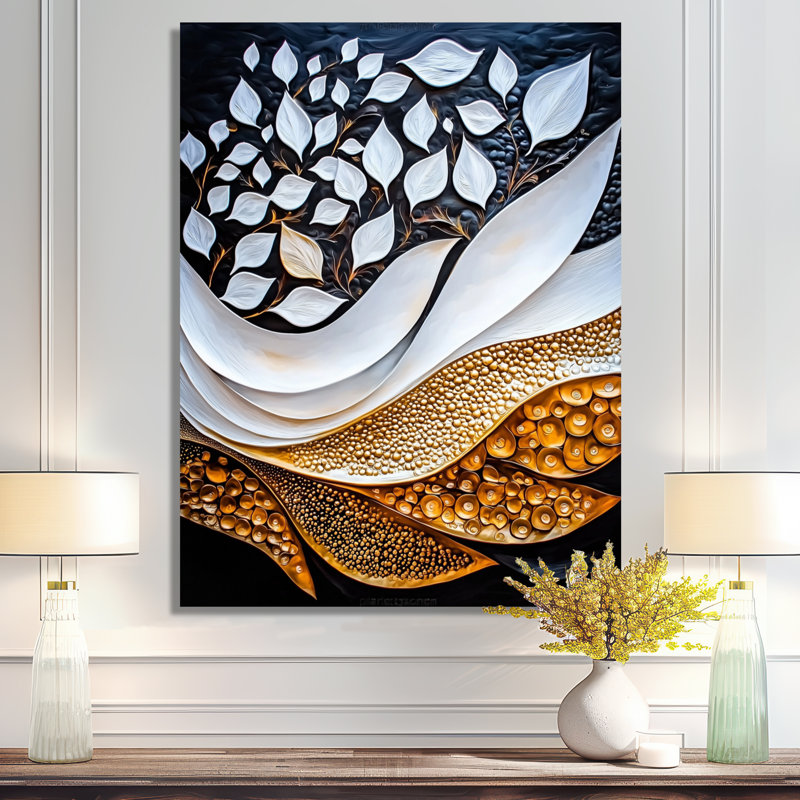 Golden Passage To Transitional Waves II - décor géométrique en métal, impression moderne sur métal