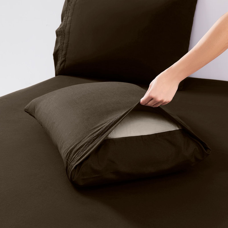 Ensembles de draps en microfibre brossés, Très grand séparé, Brun