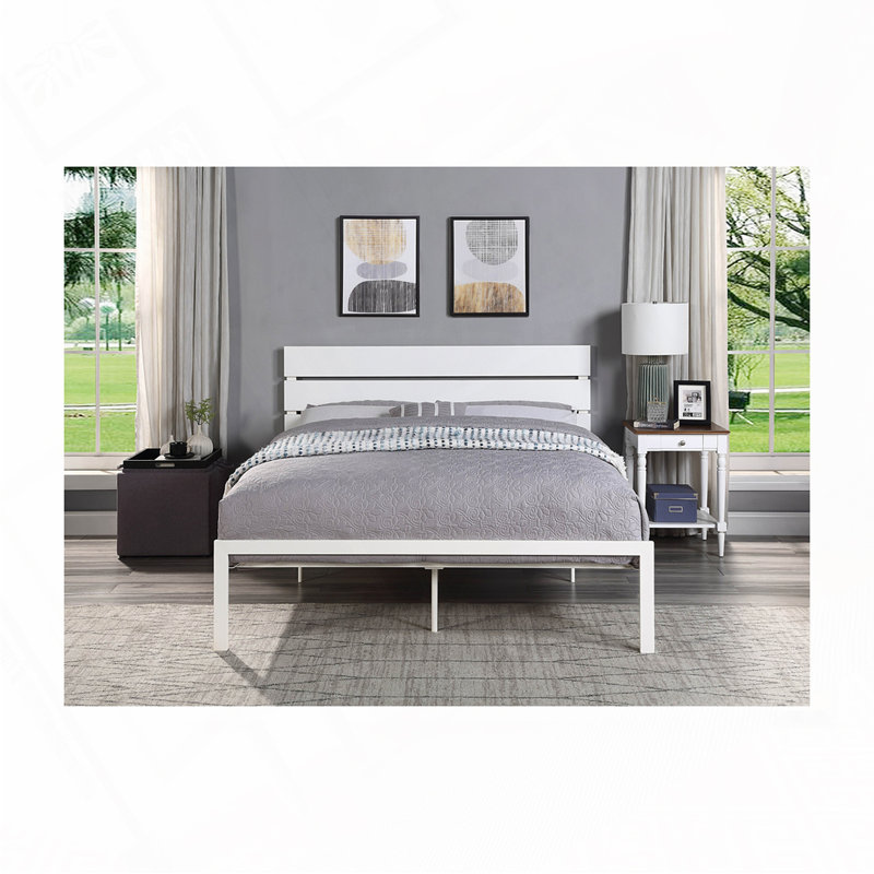 Metal Frame Bed, White, Queen