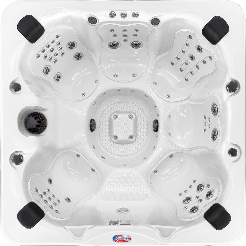 Spa standard pour 7 personnes à 100 jets avec système de son et cascade à DEL American Spas, Fumée, Blanc