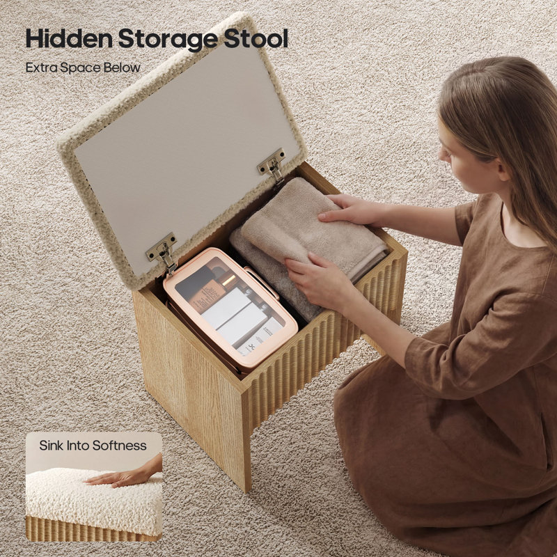 Fluted Makeup Vanity Desk With Mirror And Lights,Sound Sync LED Lights, Small Vanity Desk Fluted Makeup Vanity Table Set with Chair, Storage Drawer, Shelves, Bedroom,Modern Dressing Table For Bedroom