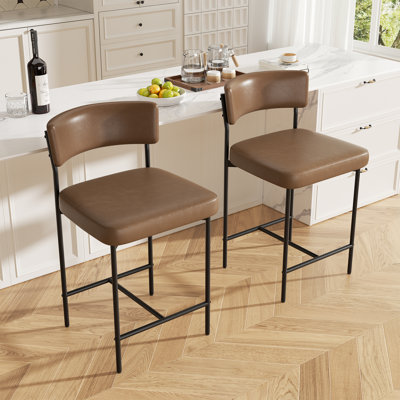 Modern Metal Frame Upholstered Faux Leather Dining Chair With Comfort Backrest