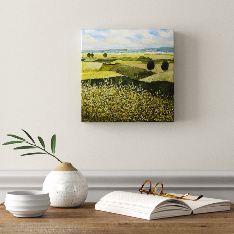 Green Hills by Allan Friedlander - Wrapped Canvas Painting, 30cm H x 30cm W 