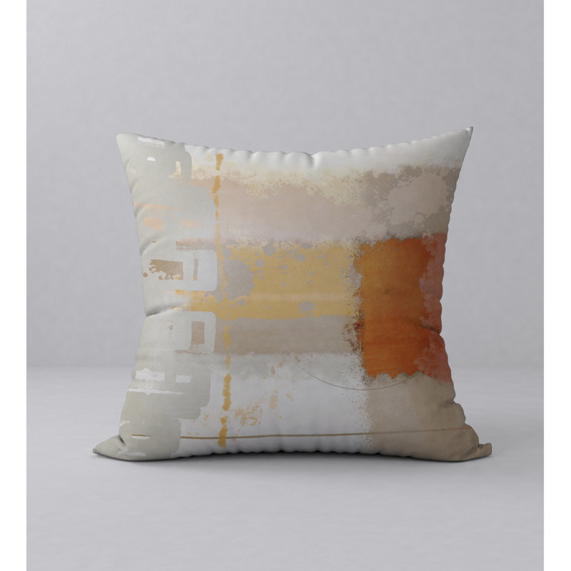  Housse de coussin carré et insert, 20 po X 20 po, Blanc / beige / orange