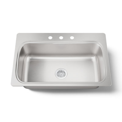 Évier de cuisine à simple cuve à montage sur le dessus L 33 po x l 22 po Verse