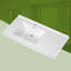 Plateau de meuble-lavabo à surface solide de 42 pouces avec lavabo simple intégré à gauche, comptoir épais blanc vif de 2 po, rebord surélevé et dosseret