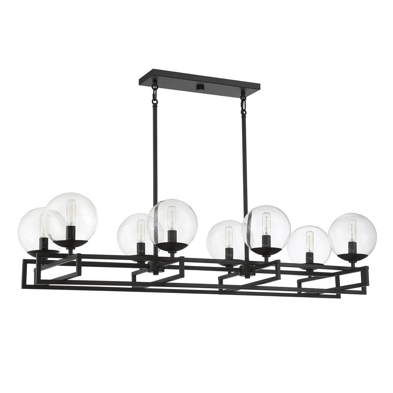 Lustre linéaire à 8 lumières Gmur, Noir mat