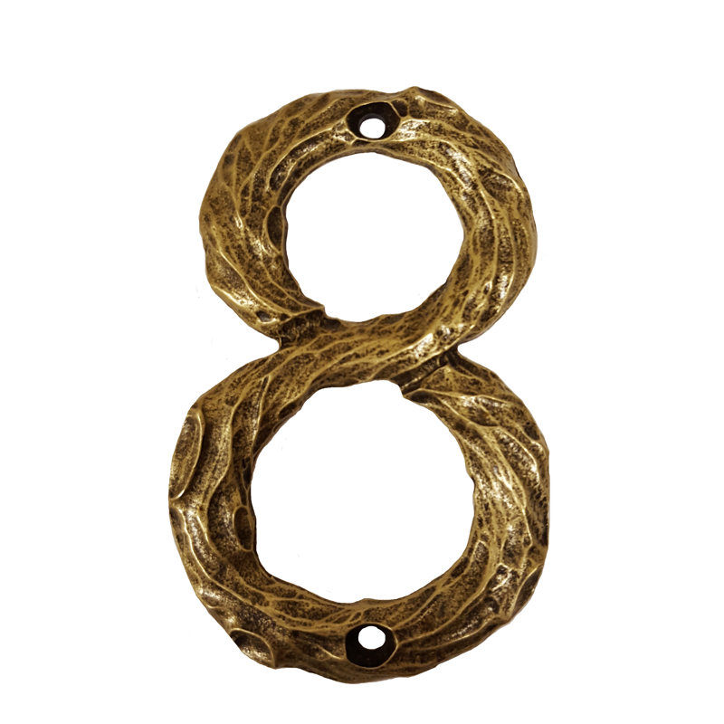 Numéro de maison de 4 po, 8, Laiton antique
