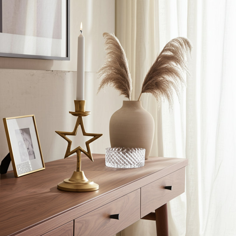 Sagebrook Home 9X5" Star Taper Holder, Gold