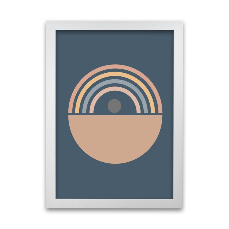 Mid Century Blue B - Print, White Frame, 59cm H x 42cm W x 3cm D