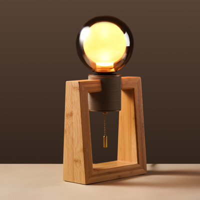 Solid Wood Table Lamp, Small Nightstand Lamp, Desk Lamp, 1 G125 Bulb (1800K Soft White) Included, Ideal for Living Rooms, Bedrooms & Bedside Tables - Plug - in