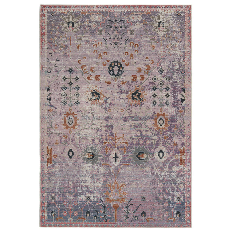 Devoris Purple/Rust/Black Indoor/Outdoor Area Rug