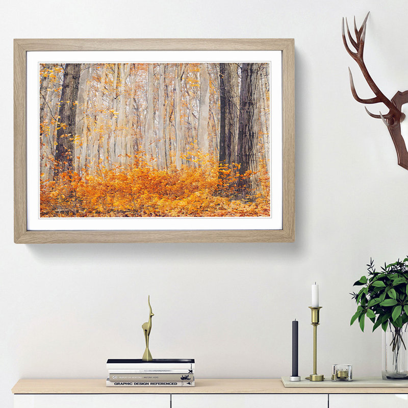 Orange Forest - Framed Print, Oak Framed, 62cm H x 87cm W x 2cm D