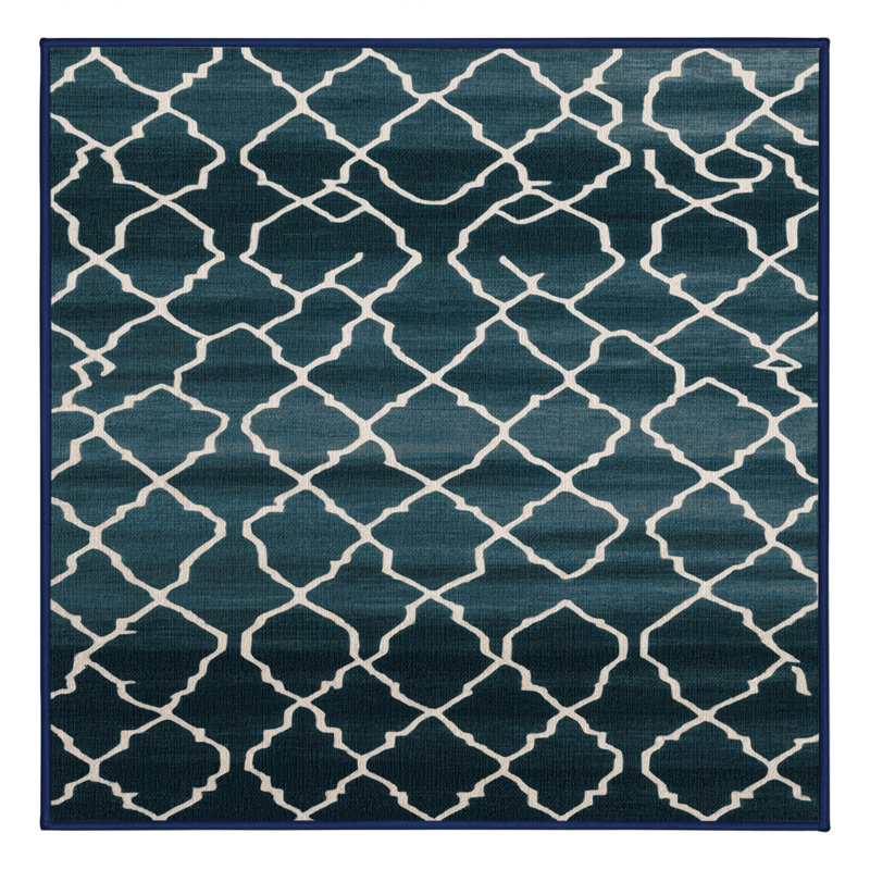 Machine Washable Trellis Gray Area Rug, Square 7'