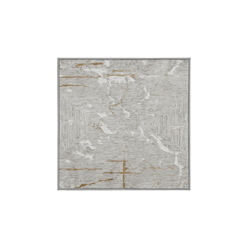 Machine Washable Gray Area Rug, Square 8'