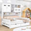 Lit de jour en bois avec tiroirs, armoires et tablettes de rangement intégrés-2107526103-2107526105