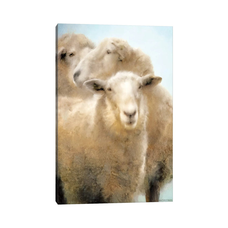 Three Sheep Portrait by Bluebird Barn - Wrapped Canvas Print, 66.04 cm H x 45.72 cm W x 1.91 cm D