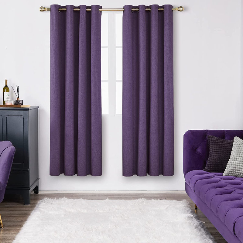 Alhamdi Blackout Curtain Pair, 117cm Width x 183cm Drop, Purple Grape