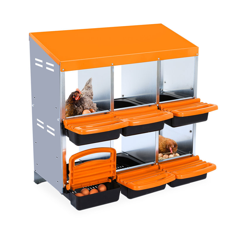 Boîte de nidification pour poulets, boîte de ponte pour poulets à 6 trous, plateau pour la collecte facile des œufs, grands trous pour la ventilation, convient aux poulets et aux canards