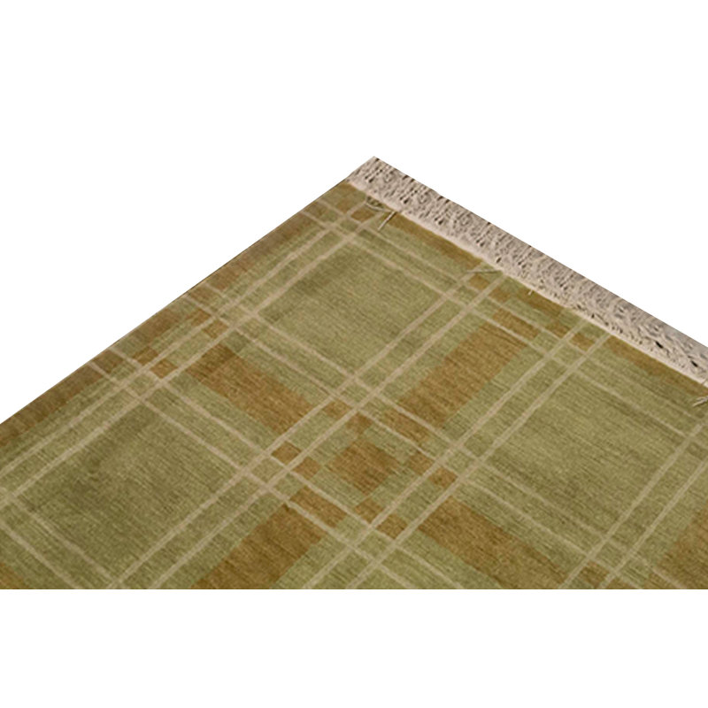 Wool Plaid Area Rug in Brown