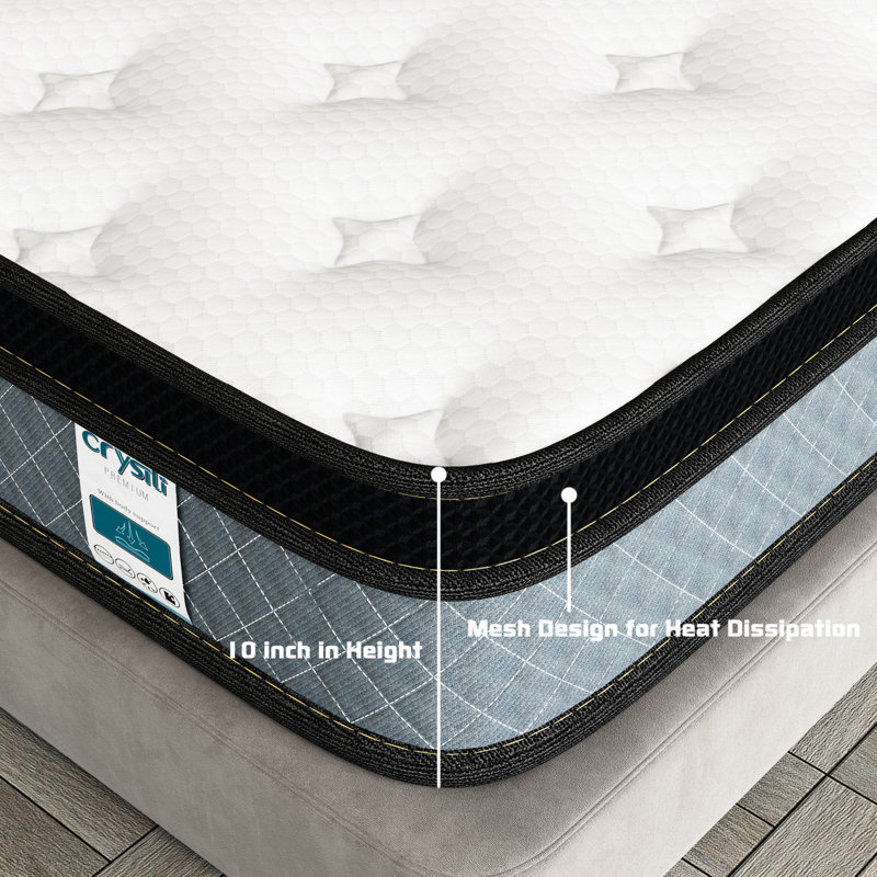 Crystli 10" Medium with Innerspring Hybrid Memory Foam Mattress in a Box, Full