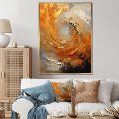 Gold Orange Desert Mirage Spiral - Abstract Spirals Canvas Print