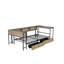 Structure de lit d'angle pour lit simple avec bibliothèque et 2 tiroirs de rangement sous le lit, lit simple moderne avec éclairage à DEL