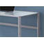 Bureaux: bureau d'ordinateur portable de 48 po, verre trempé blanc givré, métal gris, moderne | Verre trempé | Argent