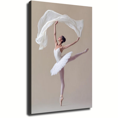 Graceful Ballerina Dancer With Flowing Fabric Large Gallery Wrapped Canvas Wall Art Print For Living Room Bedroom