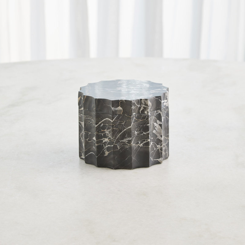 Ionic Jar-Golden Portoro-Sm, 4.5" H x 6" W x 6" D