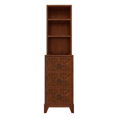 End Table With 3 Drawers, Corner Table With 2 Open Shelves, Tall Side Table For Bedroom And Corner
