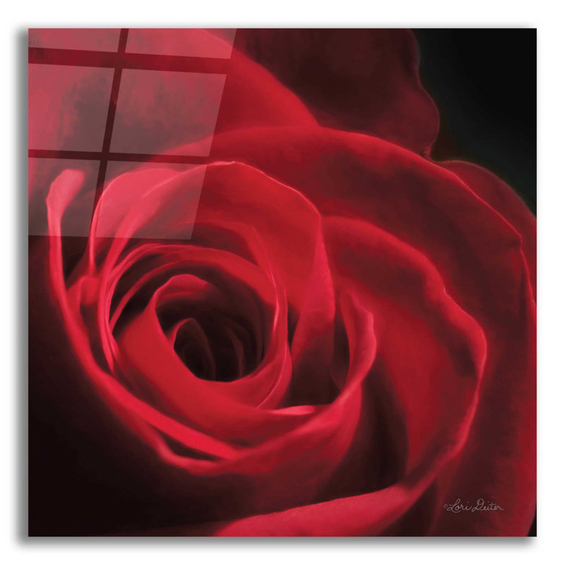 La rose rouge I - impression sans cadre, H 12 po x l 12 po x P 0,13 po