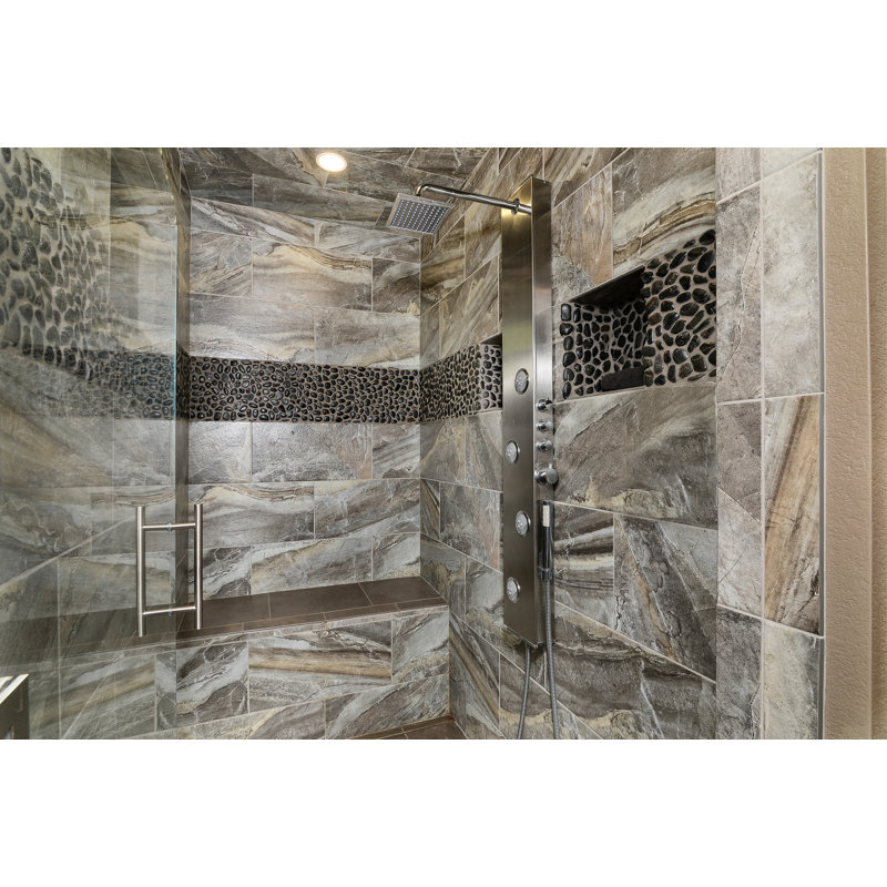 Rivera Pebbles™ Sized Natural Stone Pebble Tile, Black