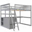 Lit mezzanine avec bureau et tablettes, deux tiroirs intégrés-543080794