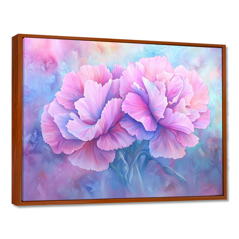 Harmony of Carnation - œillets, art mural, 16" H x 32" W, Impression dans un cadre flottant sans passe-parto, Brun
