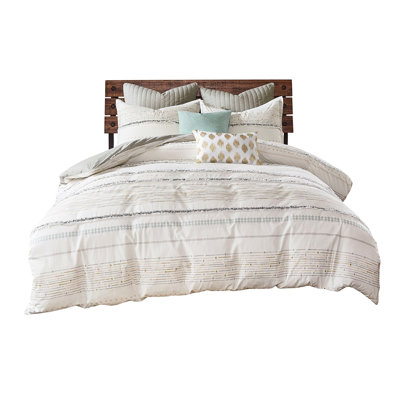 Cotton Printed Comforter King/ King, /Gray, With Classic And Stripes Tassels White/Gray For Modern Attractive