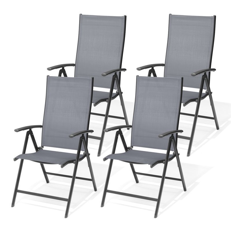 Chaise de salle à manger d'extérieur avec dossier réglable, Grey, 4