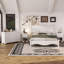 Ensemble de chambre à coucher de style rétro 4 pièces, lit plateforme grand avec un design élégant, table de chevet et commode avec poignée en métal-1951370426