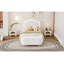 Lit, ensemble de chambre à coucher 2 pièces Lit plateforme tapissier en forme de fleur avec repose-pieds Sherpa