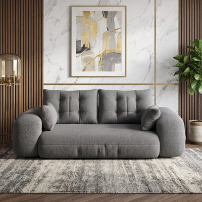 78.7" Sherpa Fleece Foldable Convertible Floor Sofa Bed with 4 Pillows