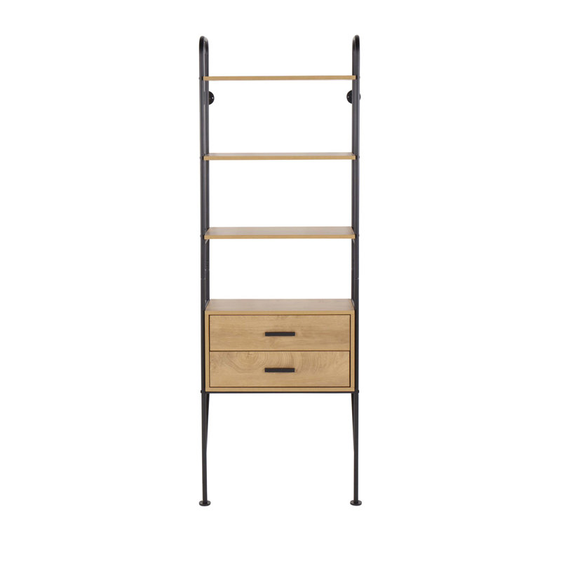 Kaed Industrial Bookcase In Black And Brown Wood By 17 Stories
