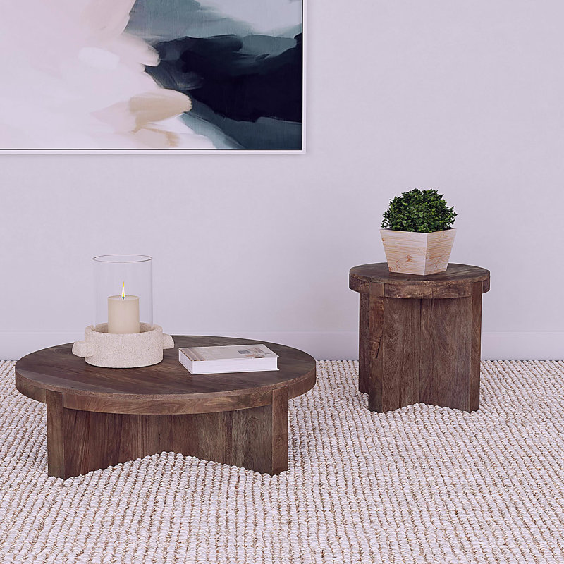 Table d'appoint ronde en acajou brun Alexander