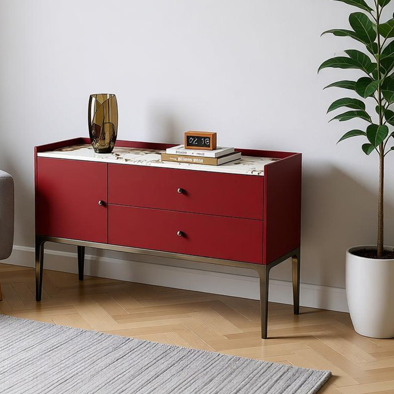 Armoire de salle à manger de style italien de luxe, Brown/Red/White